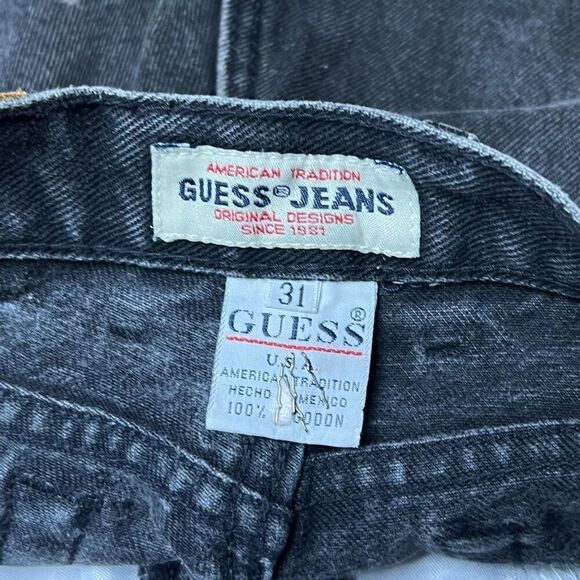 Vintage 90’s Guess Black Stonewash Jean Shorts Jorts Women’s 31 - Picture 5 of 5